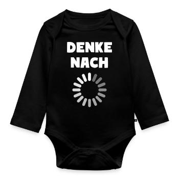 DENKE NACH - Baby Bio-Langarm-Body - Schwarz - Vorne