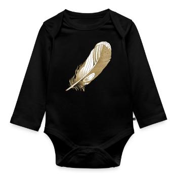 Feder - Baby Bio-Langarm-Body - Schwarz - Vorne