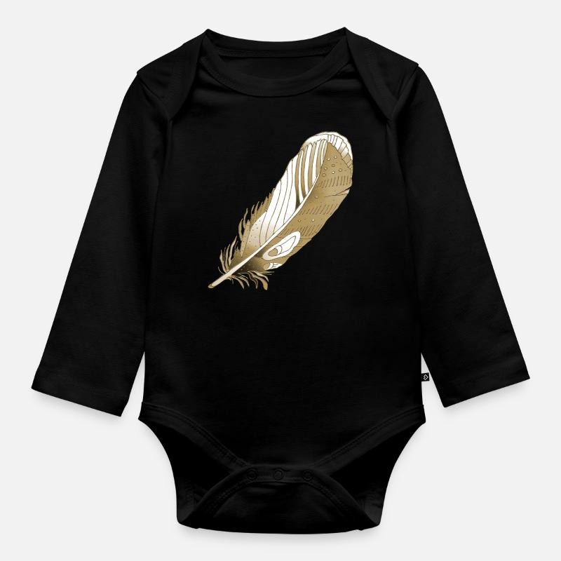 Feder - Baby Bio-Langarm-Body - Schwarz