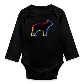 CMYK French Bulldog - Organic Longsleeve Baby Bodysuit - black - Front