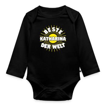 Katharina - Beste Katharina der Welt - Baby Bio-Langarm-Body - Schwarz - Vorne