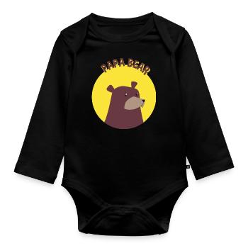 Papa Bear - Baby Bio-Langarm-Body - Schwarz - Vorne