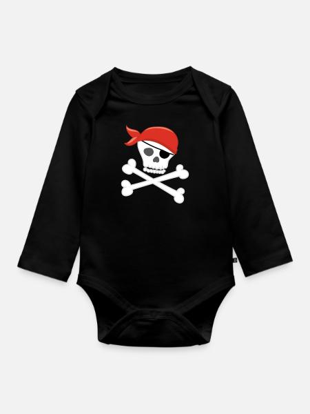 PIRATE - Baby Bio-Langarm-Body - Schwarz