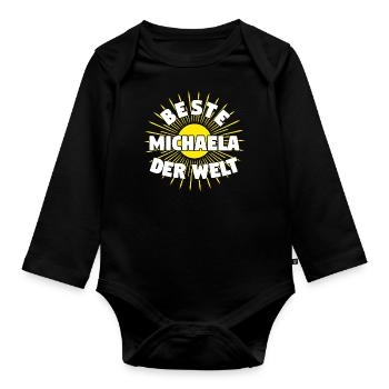 Michaela - Beste Michaela der Welt - Baby Bio-Langarm-Body - Schwarz - Vorne