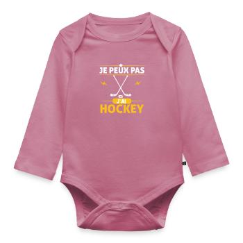 Je Peux Pas J'ai Hockey - Body Bébé bio manches longues - mauve - Devant