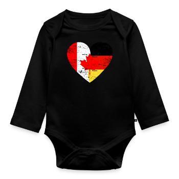 Flag Heart Canada Germany Flag - Organic Longsleeve Baby Bodysuit - black - Front