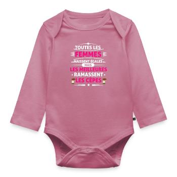 ramasseuse de cèpes Cadeau cèpes humour - Body Bébé bio manches longues - mauve - Devant