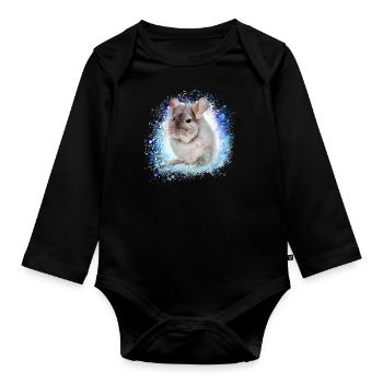 chinchilla, graffiti, peintre, bleu, animal de compagnie, - Body Bébé bio manches longues - noir - Devant