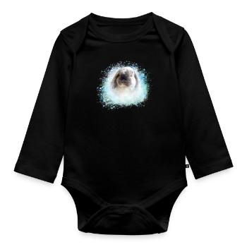 schlappohr,kaninchen, graffiti, pink,hase - Baby Bio-Langarm-Body - Schwarz - Vorne
