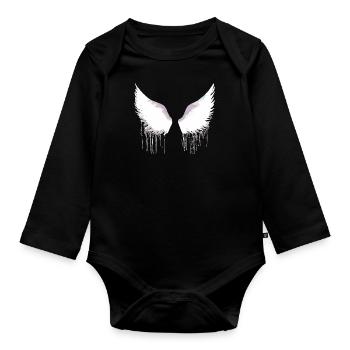 Ailes, ailes d’ange, ailes d’ange, blanc, graffiti - Body Bébé bio manches longues - noir - Devant