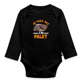 je peux pas j'ai palet - Body Bébé bio manches longues - noir - Devant