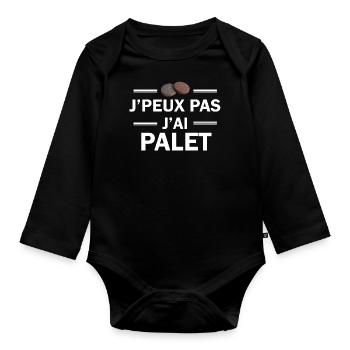 je peux pas j'ai palet - Body Bébé bio manches longues - noir - Devant