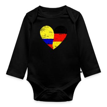 Drapeau Cœur Allemagne Colombie Drapeau - Body Bébé bio manches longues - noir - Devant