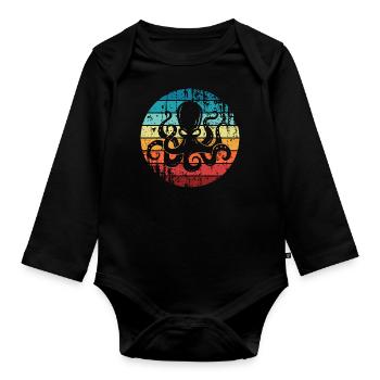 octopus octopuses squid squid - Organic Longsleeve Baby Bodysuit - black - Front