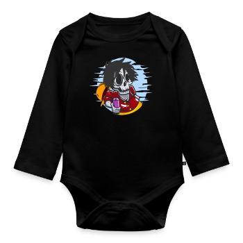 Piratenschädel relaxen - Baby Bio-Langarm-Body - Schwarz - Vorne