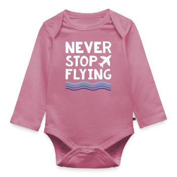 Never Stop Flying Plane - Baby Bio-Langarm-Body - Mauve - Vorne
