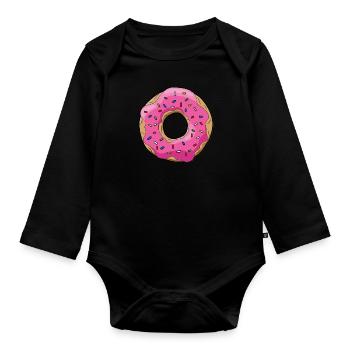 doughnut - Organic Longsleeve Baby Bodysuit - black - Front