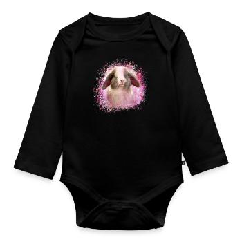 rabbit, rabbit, blue, graffiti, painting, - Organic Longsleeve Baby Bodysuit - black - Front