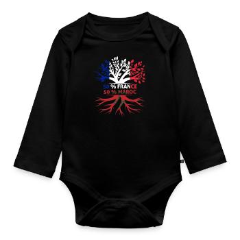 France 50% Maroc 50% franco-marocain - Body Bébé bio manches longues - noir - Devant