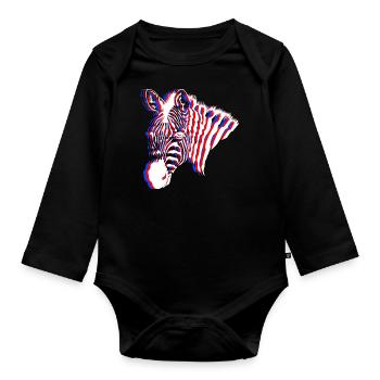 Zebra Neon - Baby Bio-Langarm-Body - Schwarz - Vorne