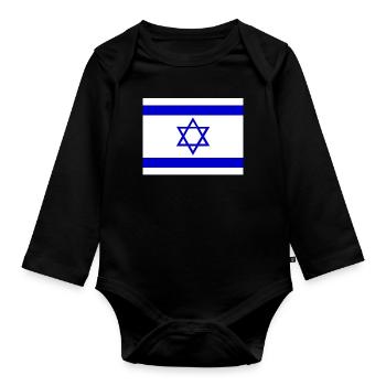 Drapeau d’Israël - Body Bébé bio manches longues - noir - Devant