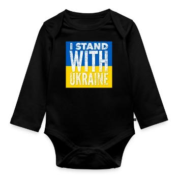 Ukraine - Body Bébé bio manches longues - noir - Devant
