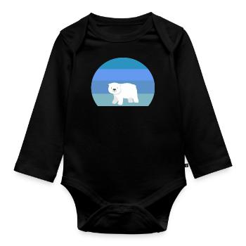 Arctic Animal Retro Polar Bear - Organic Longsleeve Baby Bodysuit - black - Front