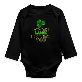 May The Luck Be With You - Organic Longsleeve Baby Bodysuit - black - Front