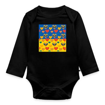 Ukraine - Baby Bio-Langarm-Body - Schwarz - Vorne