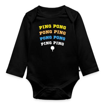 PING PONG HUMOUR PONG PING PONG PONG PING PING - Body Bébé bio manches longues - noir - Devant