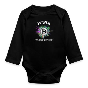 Bitcoin the people's currency. Power to the people - Baby Bio-Langarm-Body - Schwarz - Vorne