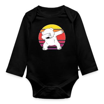 dab dabbing polar bear cool bear climate polar bear art - Organic Longsleeve Baby Bodysuit - black - Front