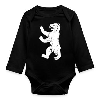 Berlin Bear Berlin Vintage Coat of Arms - Organic Longsleeve Baby Bodysuit - black - Front