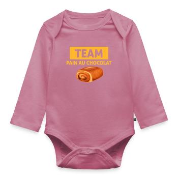 Team Pain Au Chocolat / non Chocolatine - Body Bébé bio manches longues - mauve - Devant