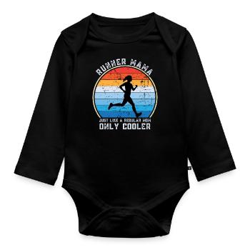 Runner Mama Funny Marathon Running Mother's day - Baby Bio-Langarm-Body - Schwarz - Vorne