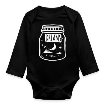 A glass with dreams - a jar - Organic Longsleeve Baby Bodysuit - black - Front