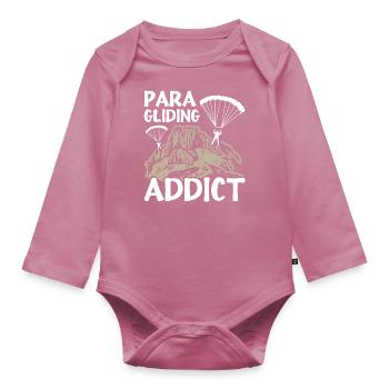 Paragliding Addict - Organic Longsleeve Baby Bodysuit - mauve - Front