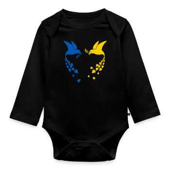 Ukraine Peace Dove of Peace - Organic Longsleeve Baby Bodysuit - black - Front