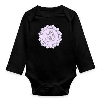 ohm signe lilas lumière violette - Body Bébé bio manches longues - noir - Devant