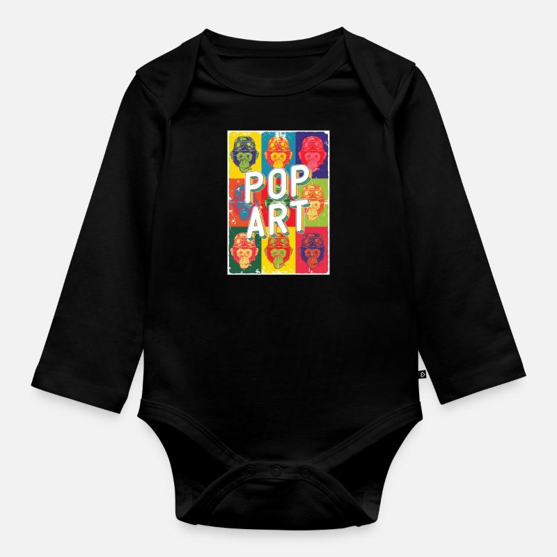 Pop Art - Baby Bio-Langarm-Body - Schwarz