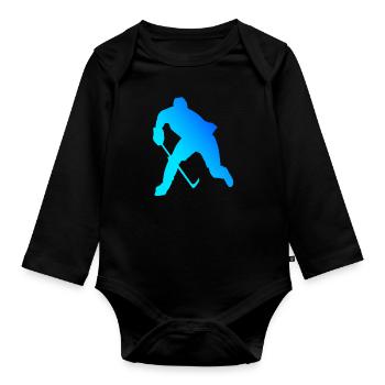Damen Eishockey spielen Eishockeyspieler - Baby Bio-Langarm-Body - Schwarz - Vorne