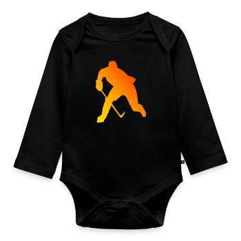 Damen Ice Hockey player Eishockey Ice Hockey - Baby Bio-Langarm-Body - Schwarz - Vorne