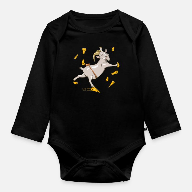 Climbing goat rocks - Organic Longsleeve Baby Bodysuit - black