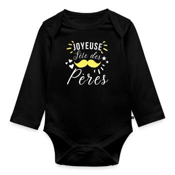 Fête des pères - Body Bébé bio manches longues - noir - Devant