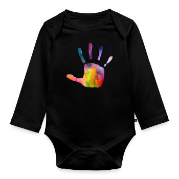 Damen, Herre, kinder T-shirt für jeden Anlass - Baby Bio-Langarm-Body - Schwarz - Vorne