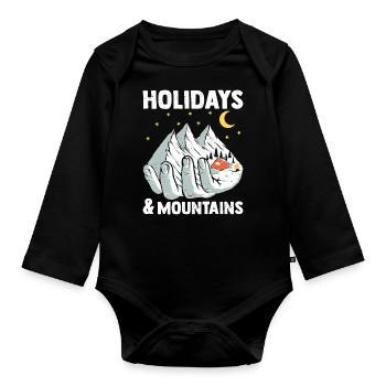 Holidays And Mountains Nature Camping Lover Proud - Organic Longsleeve Baby Bodysuit - black - Front
