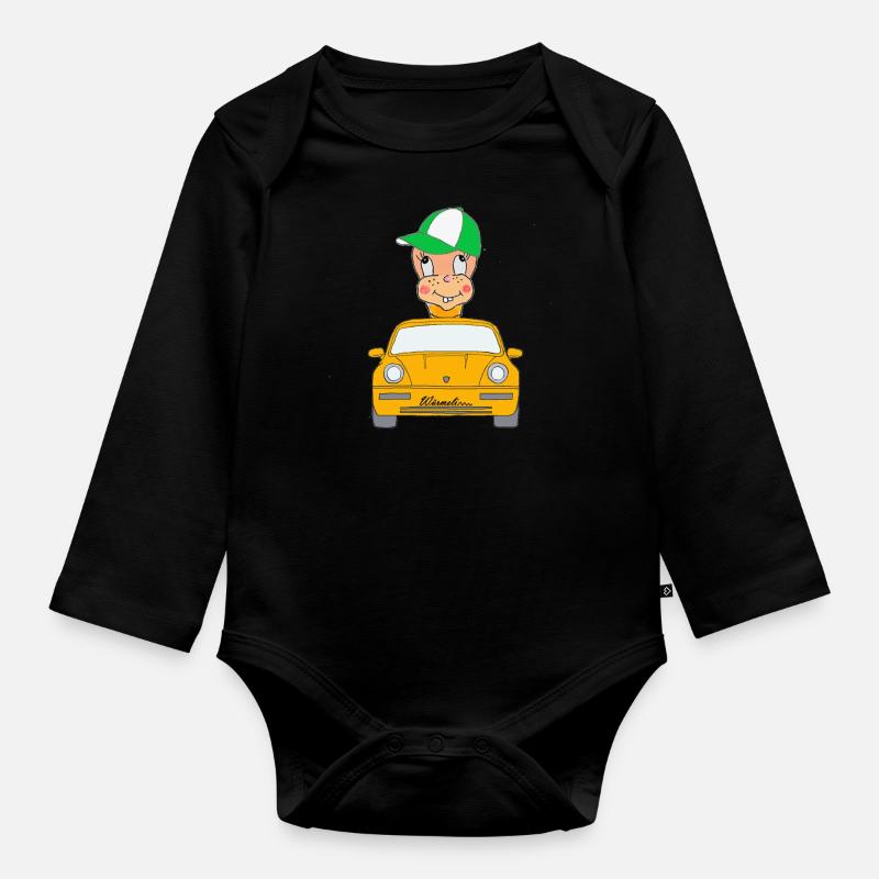 Würmeli aus dem Auto - Baby Bio-Langarm-Body - Schwarz