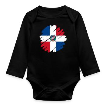 Dominican Republic Flag Dom Rep Flag Trip - Organic Longsleeve Baby Bodysuit - black - Front