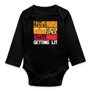 Thanksgiving Getting Lit - Organic Longsleeve Baby Bodysuit - black - Front