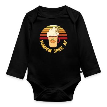 Thanksgiving Pumpkin Spice - Organic Longsleeve Baby Bodysuit - black - Front